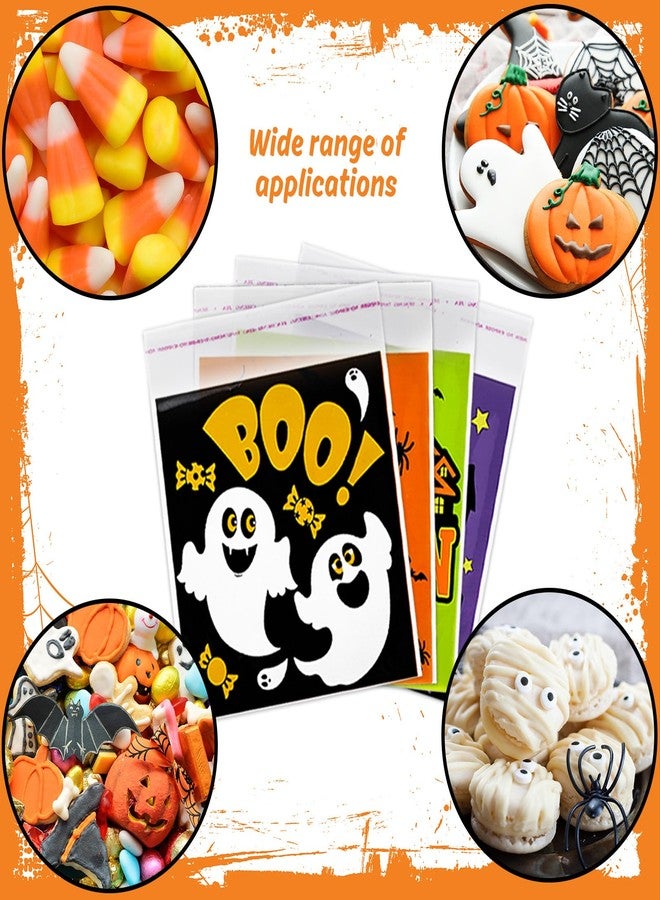 Whaline Waline 240 Pcs Cellophane Treat Bags - Self Adhesive Happy Halloween Trick Or Treat Haunted House Boo Bags Candy Goodie Gift & Party Favor Bags - Image 3